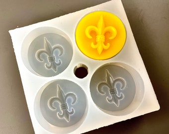 Silicone Fleur-De-Lis Tealight candle Mold - 4 cavities - wax melt lotion bar soap mold - lily symbol resin mold