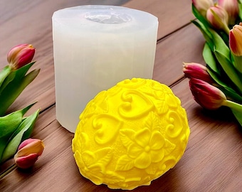 3D Silicone decorated egg Mold - Easter egg mold - flower egg - candle soap resin mold