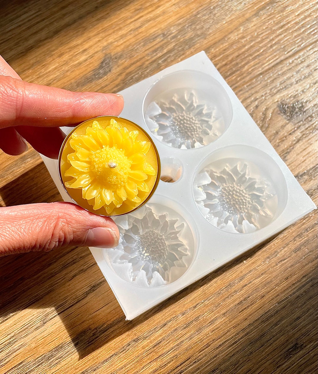 Silicone Sunflower Tealight Candle Mold Flower Tea Light Mold Wax Melt
