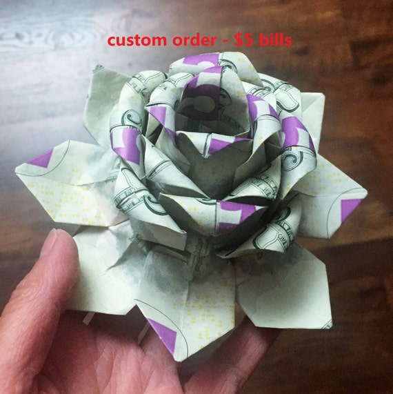 Money Flower Origami Lotus Money Lotus Dollar Bill Flower Lotus Flower Water Lily Graduation Gift Christmas Holiday