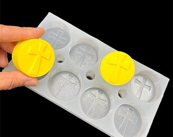 Silicone cross Tea light candle Mold - tealight mold - wax melt lotion bar soap mold - 8 cavities