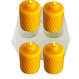 silicone votive candle mold - 4 cavities - spiral fluted candle mold