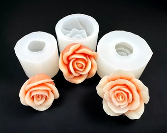 Set of 3 silicone rose flower molds - candle making - flower bouquet molds - soap making molds - resin flower molds