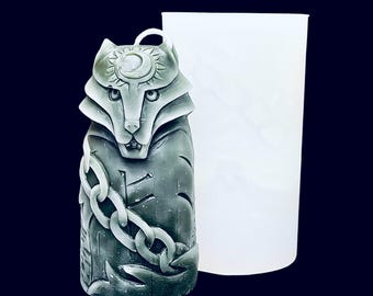 5” Silicone Fenrir wolf statue Mold - 3D wolf mold for candle soap resin
