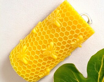 100% pure Beeswax pillar candle - honeybee honeycomb pillar candle - candle gift - 2 1/4” x 4 1/4”