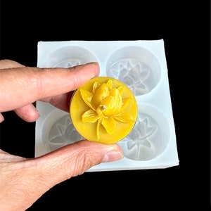 Silicone lotus flower Tealight candle Mold - water lily tea light mold - 4 cavities - wax melt chocolate jewelry mold - ice cube mold