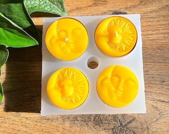 Silicone moon face Tealight candle Mold - sun and moon face - wax melt lotion bar soap mold - resin chocolate ice cube mold