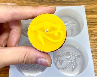 Silicone Egyptian Eye of Horus tealight mold - 4 cavities - protection candle - wax melt lotion bar - guest soap - resin jewelry mold