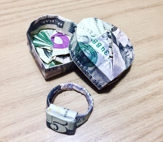 Geld Origami Ring Herz Dose Us Dollar Schein Ring Mit Halter Kinder Geld Geschenk Weihnachten Strumpf Stuffer