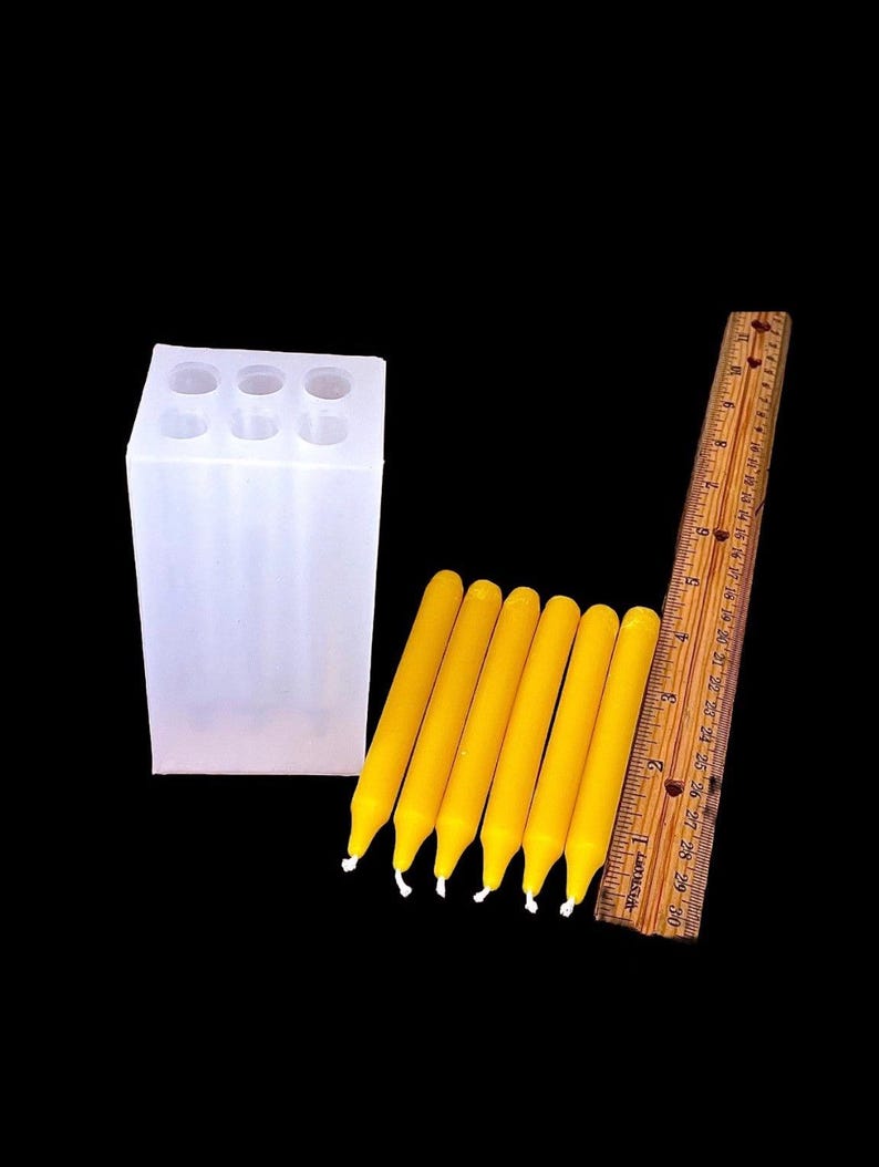 Silicone chime candle mold 4” - mini taper Mold - spell candle mold - 6 cavities - homemade image 1