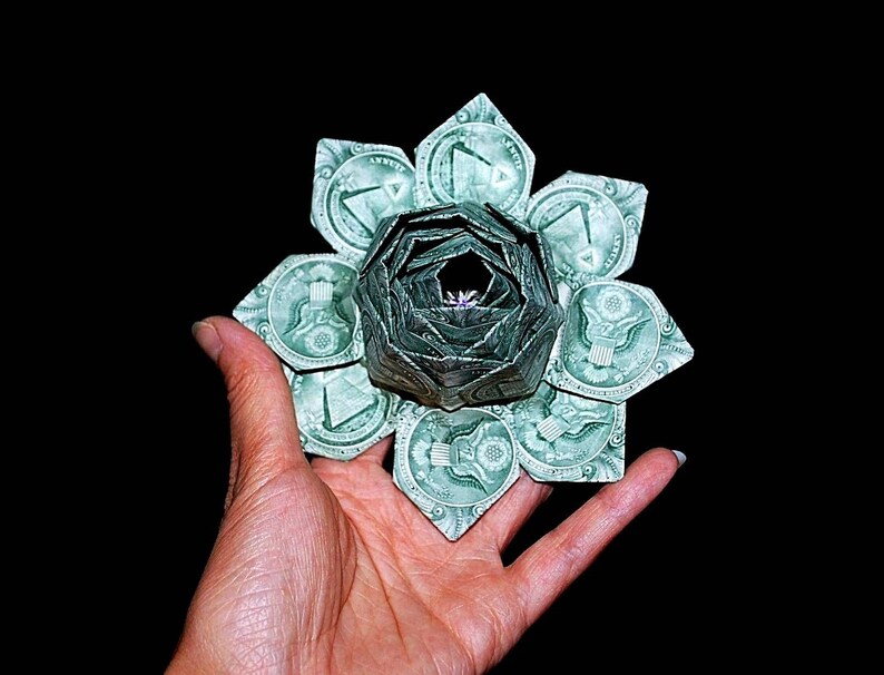 water lily graduation Gift origami lotus dollar bill flower holiday money flower Christmas lotus flower money lotus