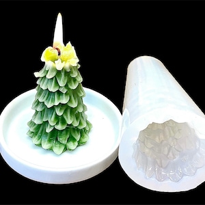 4.5” Silicone Christmas tree Mold - 3D pine tree candle mold - Christmas candle mold