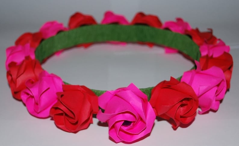 Rose flower Crown Wedding Wreath Bridal headband origami roses Handmade Floral Crown flower headband Bridal Flower Crown