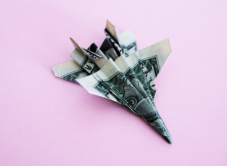 Money Origami Money Plane Origami Airplane Fighter Jet Etsy - image 0
