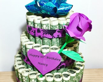 money cake - birthday cake - money art - dollar cake - gift for him - gift for her - geaduation gift - personalized gift