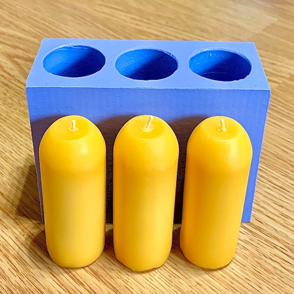 Silicone flat top emergency taper candle Mold - 3 cavities - candle lantern mold - homemade - handmade - easy release