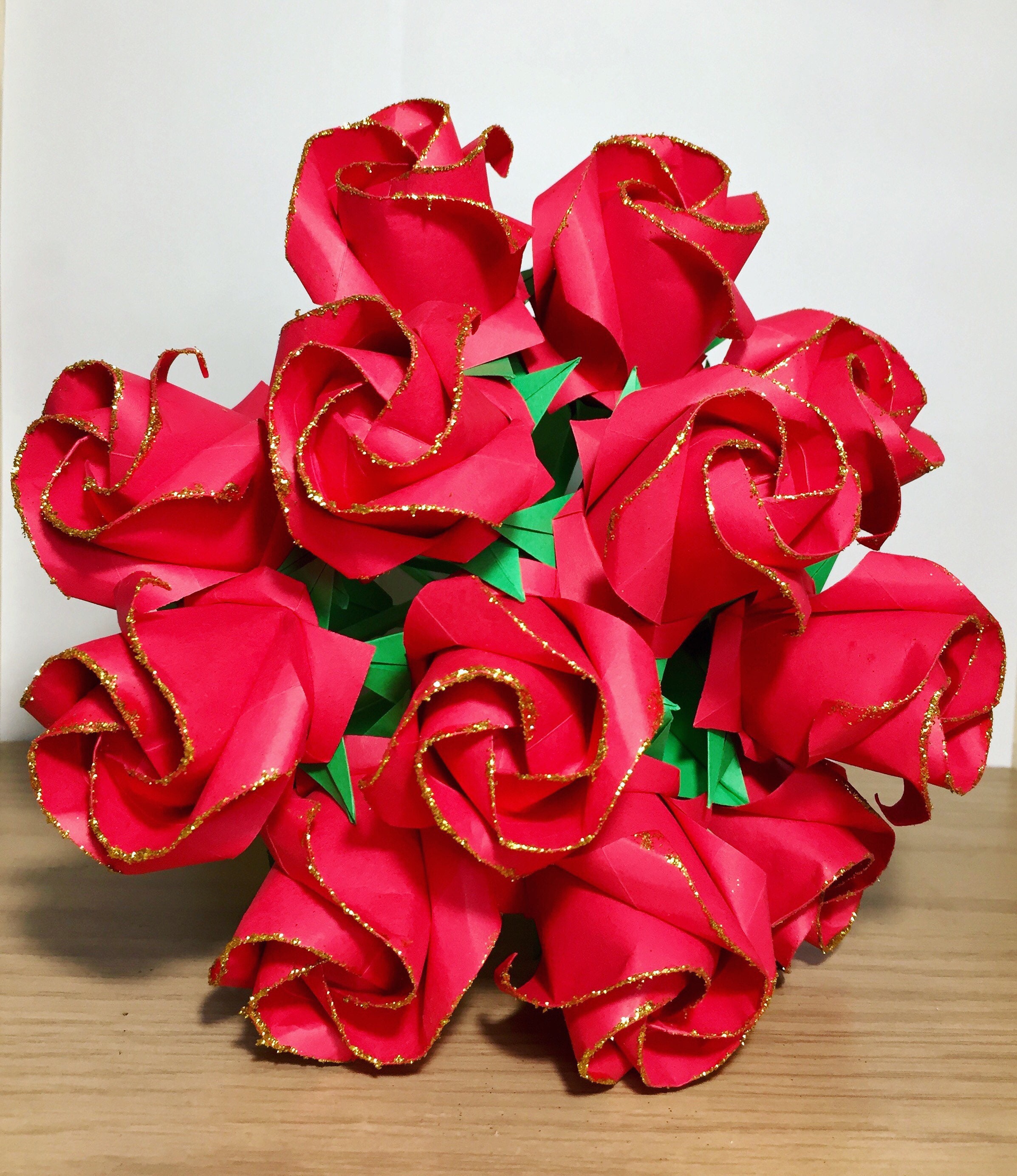 Dozen Roses paper Rose bouquet Origami Roses Red Roses Etsy