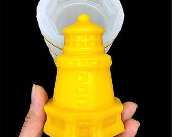 3D Silicone lighthouse Mold - candle soap resin chocolate mold - food grade - 3 1/4”
