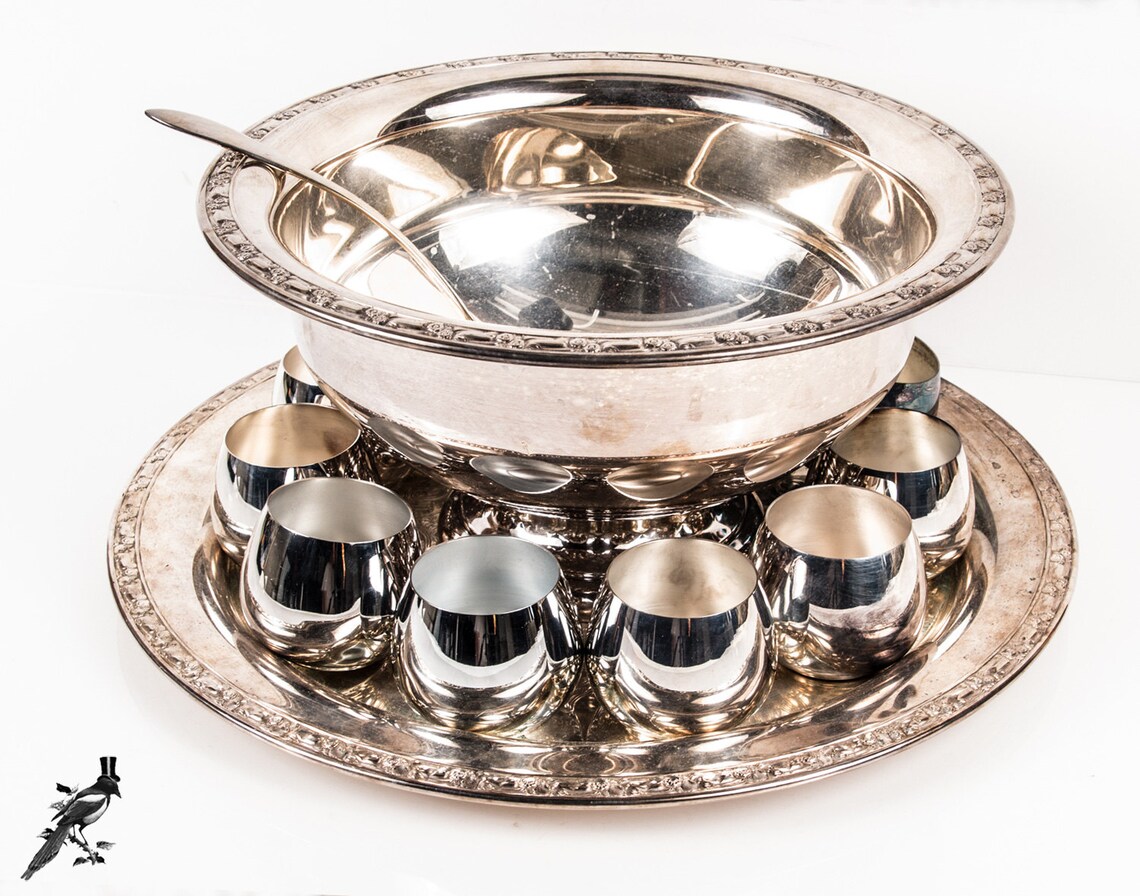 Vintage Oneida Park Lane Silver Plated Punch Bowl Set Park Etsy