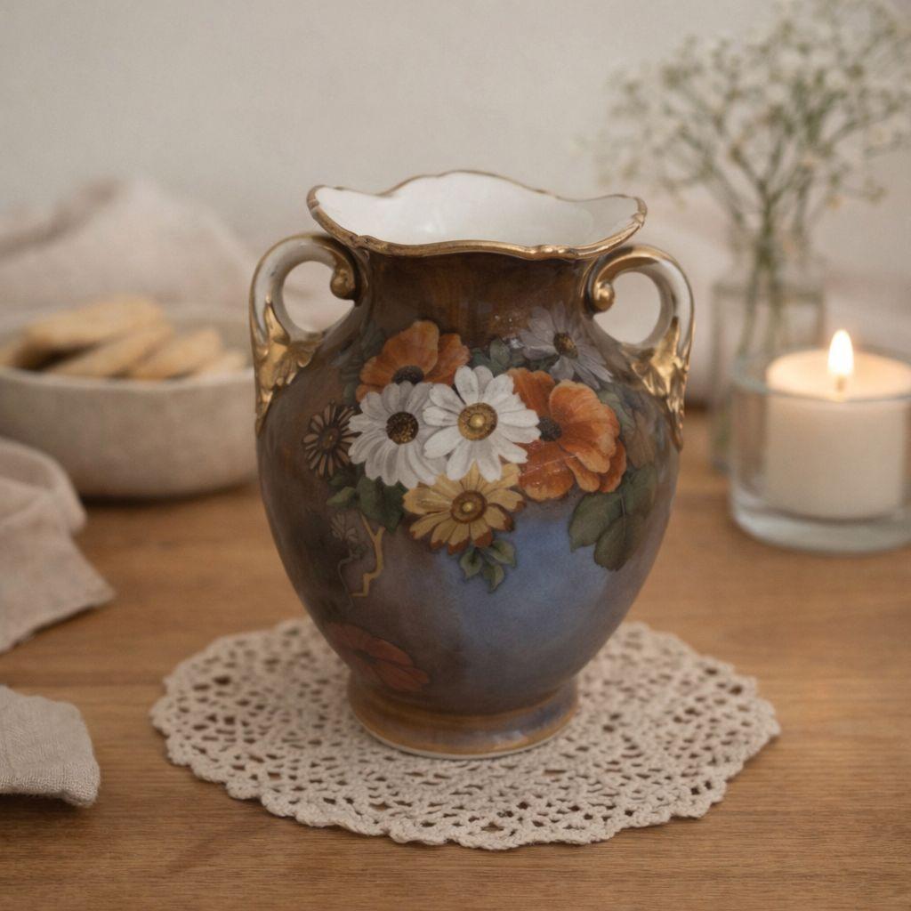 ＡＮDREＡ風景画 陶器 花瓶 グリーン 金彩装飾 Noritake Japan Vase - Etsy