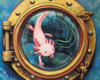 Axolotl Tank ~ Print