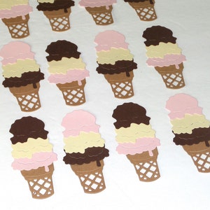 12 ijshoorntjes, gestanste papier gestanste kartonnen versiering, scrapbooking kaarten maken, tags maken, vanille, aardbei en chocolade,