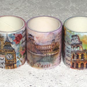 Fita adesiva Washi FULL ROLL, inspirada em Paris, enfeite, planejador, diário de sucata, álbum de recortes, criação de etiquetas para cartões, raposa, Roma, roda gigante, Coliseu