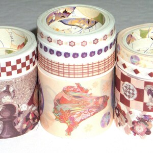 Washi Tape, Full Set, (10 rolls) Embellishment, Planner, Junk Journal, Scrapbook, Card Tag Making, Japanese Inspired, Kimono, Floral, Set 05