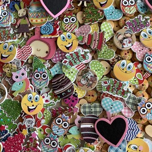 Boutons en bois peint DESTASH 820, scrapbooking, travaux manuels pour enfants, fabrication d'étiquettes de cartes, coeurs, hiboux, emjoi's, arbres de Noël, ufs, coccinelles, oiseaux