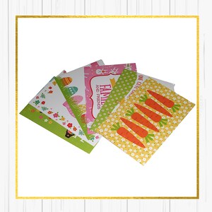 Conjunto de 6, 4X6 cartões de diário, cartões de projeto de vida, diário de lixo, cartões de diário, efêmeras, Páscoa, frente e verso, cartão postal, coelho, coelhinho