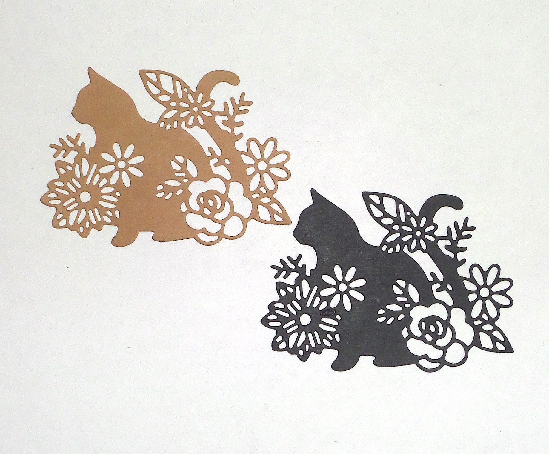 FREE US Shipping - 3 Kitten Kitty Cat Spring Floral Die Cuts Paper Die ...
