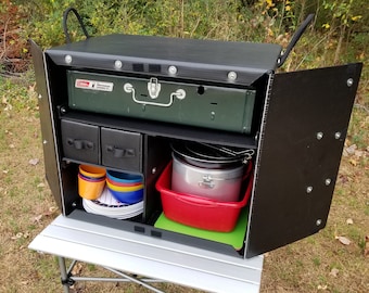 The Camping Kitchen Box  -  Keep your Camping Kitchen organized and Ready for Adventure with this Light and Strong Chuck Box