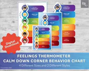 Gefühle Thermometer Calm Down Corner Verhaltensdiagramm | Prämientabelle zum Ausdrucken