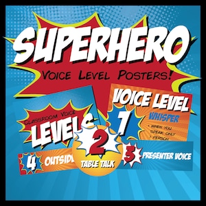 Voice Level Posters | Superhero Themed