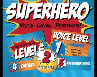Voice Level Posters | Superhero Themed
