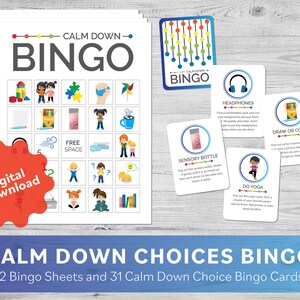 Calm Down Corner | Gra w bingo Calm Down Choices | Wersja do druku