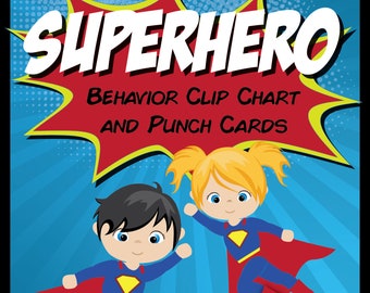 Behavior Clip Chart and Punch Cards | Superhero Theme