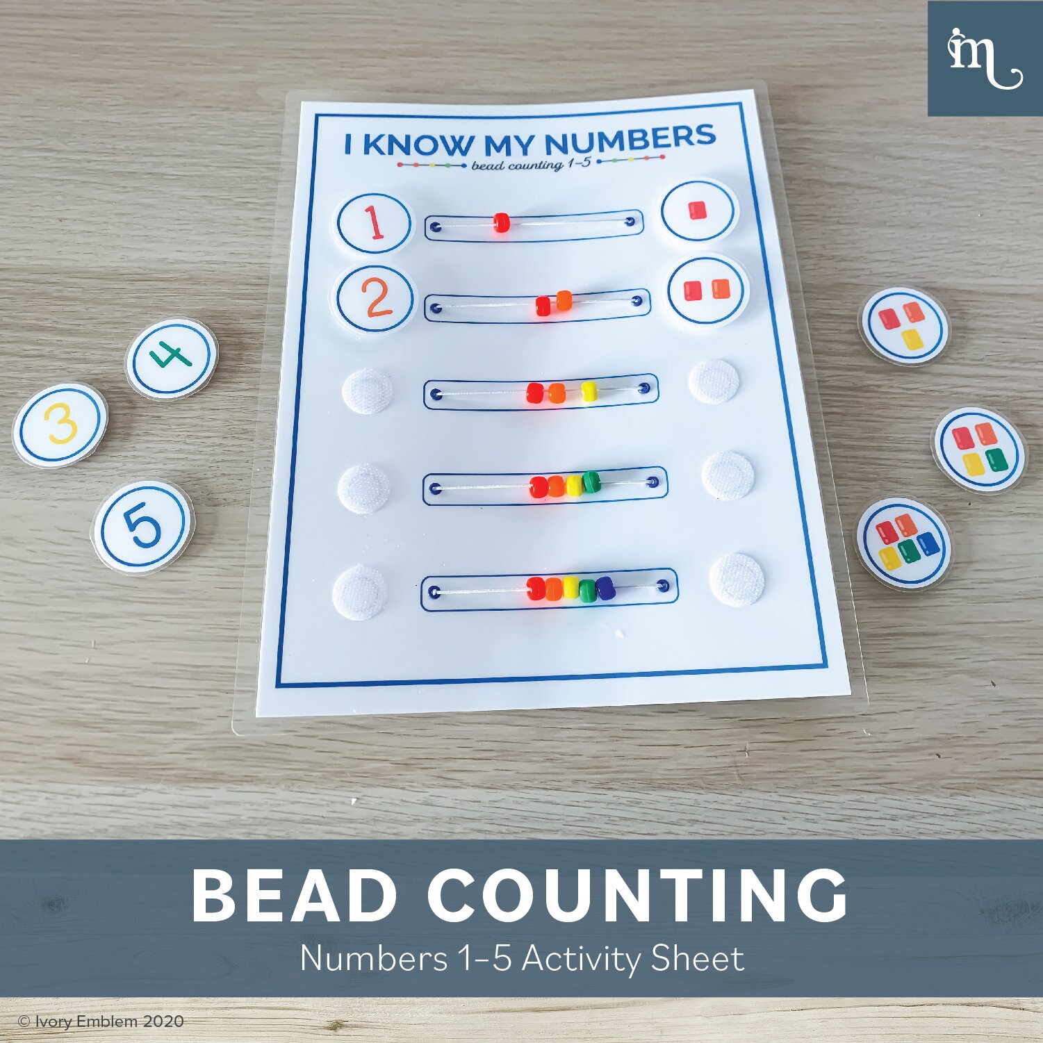 I Know My Numbers Bead Counting Activity Sheet Busy Binder Etsy