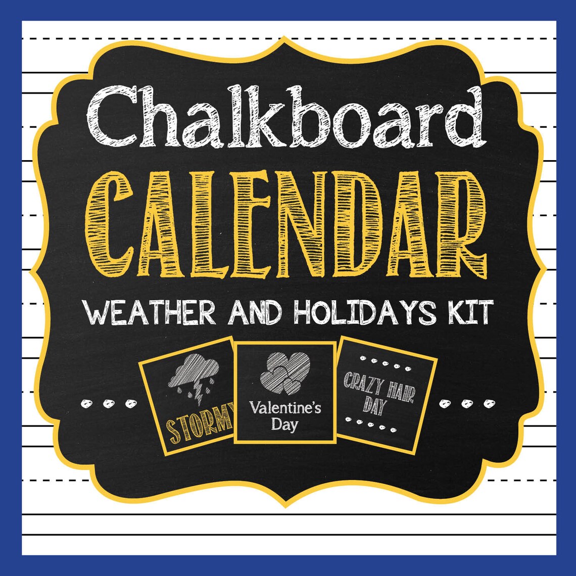 Chalkboard Classroom Calendar Weather and Holidays Kit Etsy