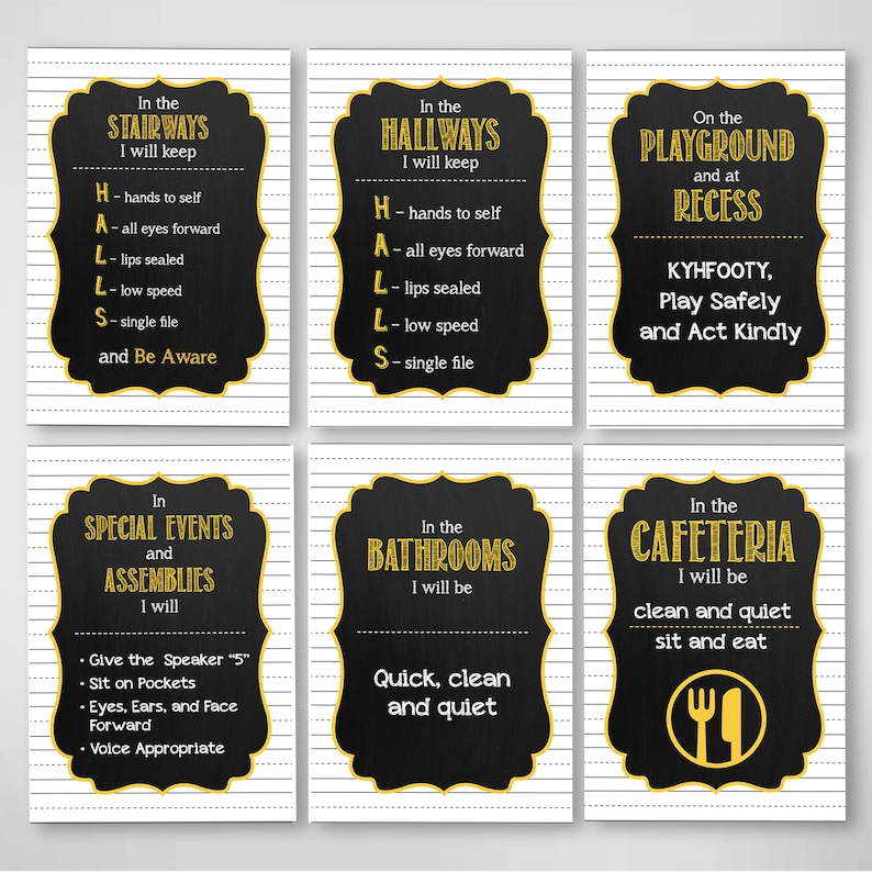 Rules Poster for Elementary Schools Hallway Cafeteria Etsy UK