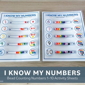 I Know My Numbers | Bead Counting | Activity Sheet | Busy Binder