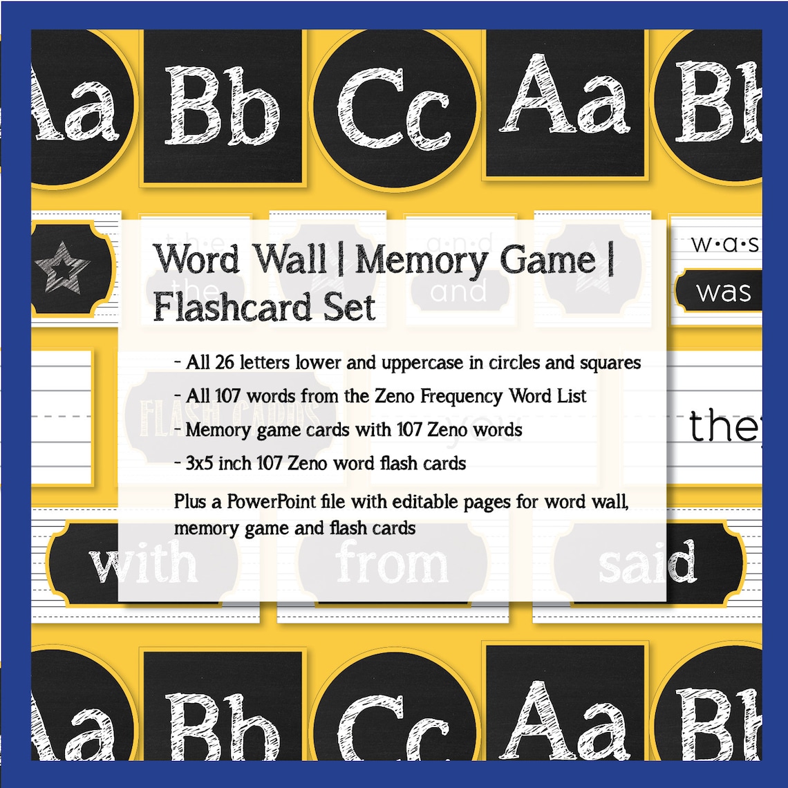 Chalkboard Word Wall Memory Game Flash Card Set Etsy