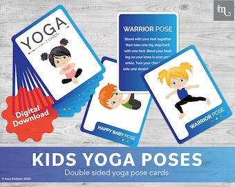 Yoga Pose Cards for Kids | Calm Down Corner Kit | Flashcards | Key Ring Cards