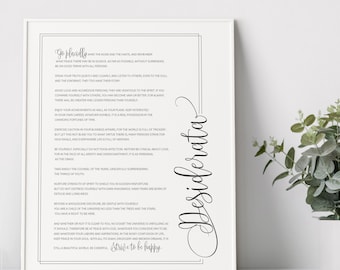 Desiderata Poem by Max Ehrmann | Home Decor | Art Printable | Wall Art | Black and White