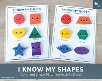 I know My Shapes | Shape and Color Matching Activity Sheet | Busy Binder