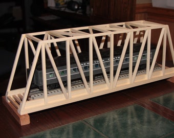 O gauge handmade 24" thru truss bridge with white oak bridge ties for Lionel, MTH, Atlas, K Line etc