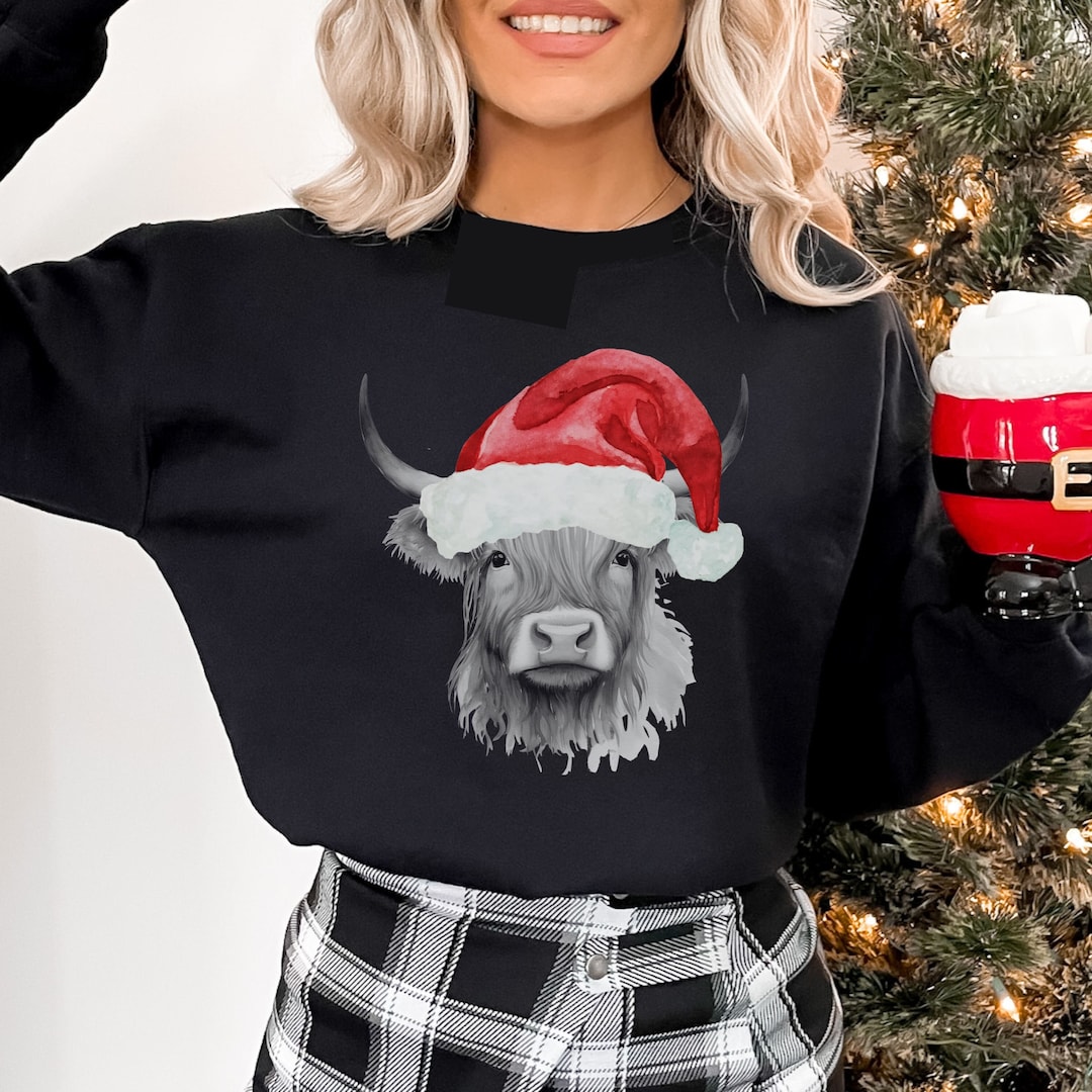 Highland Cow Christmas Sweater, Cowgirl Christmas Sweater, Farm