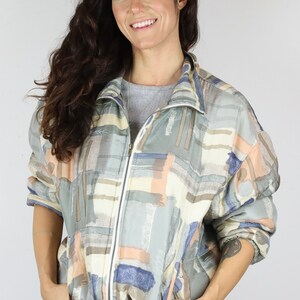Vintage Pastel Multicolored 80&#39;s Stunt Collecties® 100% Silk Puffy Jacket