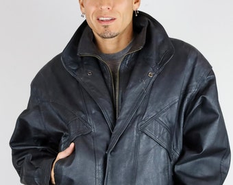 Vintage 80's Club New Age© Black Leather Jacket - Etsy Vintage 80's Club New Age© Black Leather Jacket - Etsy