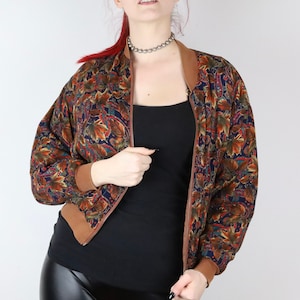 Funky Vintage 80&#39;s French Navy® Multicolored Paisley Print Puffy Jacket